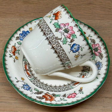 Mocha cup / Espresso cup - Copeland England - CHINESE ROSE decor with brown and colored flowers