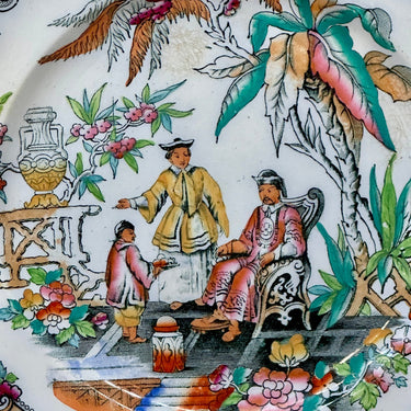 Decorative plate / Dessert plate - James Beech in Swan Bankworks, Tunstall &amp; Burslem - PEKIN decor in multi-coloured version
