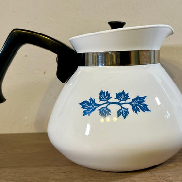 Theepot / Koffiepot - Pyroflam - Made in the Netherlands - décor met blauw blaadjes - model Pf-71