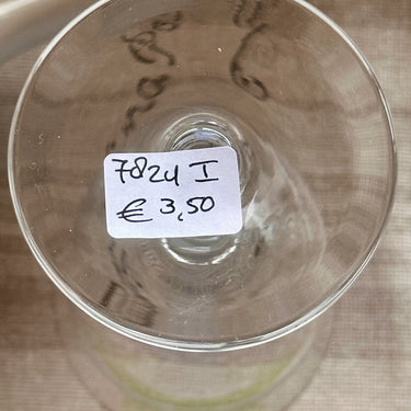 Glass on foot - large model - said to be Doyen? - not marked - in clear glass with broad and narrow etched lines