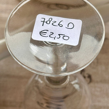 Glass on foot - smaller model - said to be Doyen? - not marked - in clear glass with wide and narrow etched lines