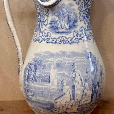 Water Jug / Ewer - D. Methven &amp; Sons - Kircaldy (Scotland) - VERONA decor in light blue/white - circa 1850