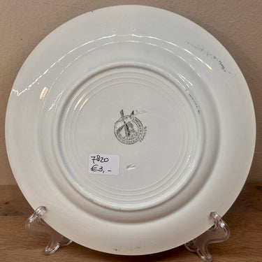 Dinner plate / Eating plate - Moulin des Loups et Hamage - France - Terre de Fer - decor of ears of corn in denim blue