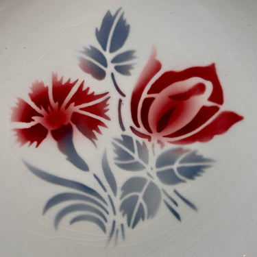 Tiefer Teller / Suppenteller / Pastateller - Sarreguemines Digoin - Dekor MARINETTE in grau/blau mit roten Blumen