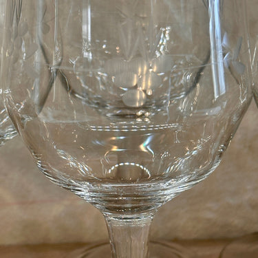 Glass on foot - large model - not marked - in clear glass with etched decoration