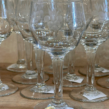 Glass on foot - smaller model - not marked - in clear glass with etched decoration