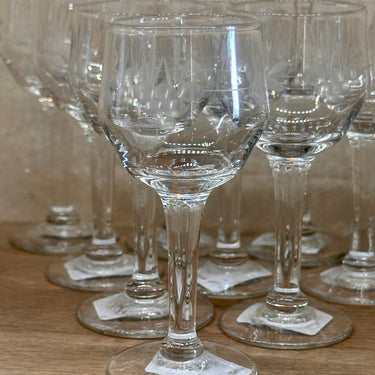 Glass on foot - small model - not marked - in clear glass with etched decoration