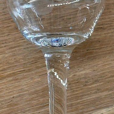 Glass on foot - small model - not marked - in clear glass with etched decoration
