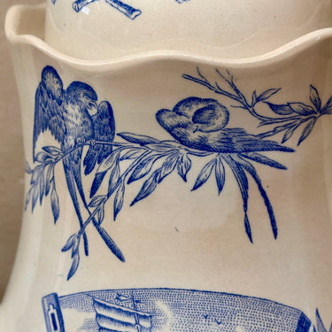 Koffiekan / Koffiepot - ongemerkt maar waarschijnlijk Nimy - décor uitgevoerd in blauw met soort orientaalse afbeeldingen