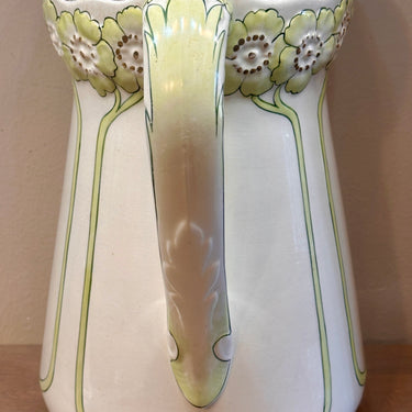 Water jug ​​/ Lampetjug - Poppelsdorf (Germany) - decor 6913 (?) in light green - with flowers - Jugendstil/Art Nouveau