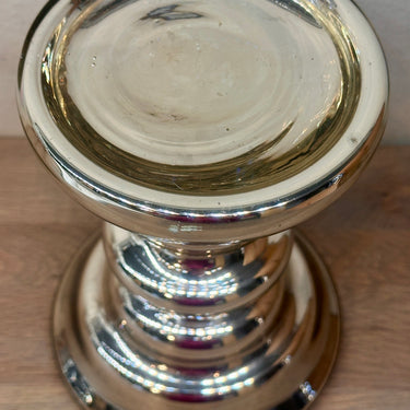 Candlestick with wide candle rim - glass - poor man's silver / peasant silver / Argent Pauvre