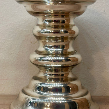 Candlestick with wide candle rim - glass - poor man's silver / peasant silver / Argent Pauvre