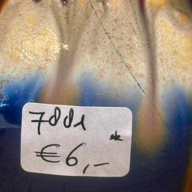 Cachepot - kleines Modell - Faincerie de Thulin(?) - Dekor in Kobaltblau mit brauner Tropfglasur