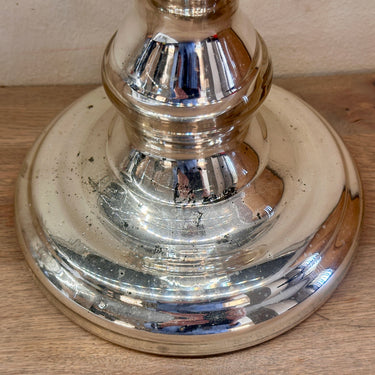 Candlestick / Candle holder - large model - made of glass - poor man's silver / peasant silver / argent pauvre