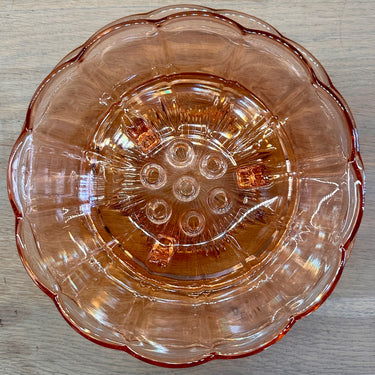Fruit test - 2-piece - Val Saint Lambert Luxval - NOÉMIE series in pink/orange pressed glass