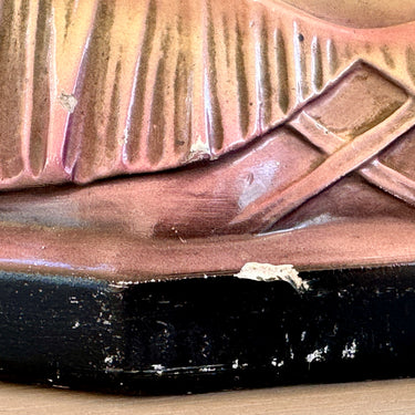 Büste / Statue - Gipsabdruck einer Frau mit langen Haaren und rosa Kleid (mit Carmen-Ärmeln) - bezeichnet mit Jean Carli (von A. Carli Frères)