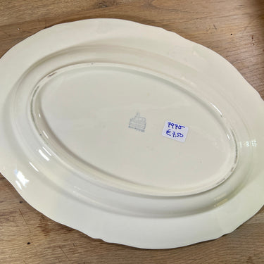 Bowl / Plate - flat, oval, model - Petrus Regout - decor (decalcomania) of blue, yellow and pink flowers
