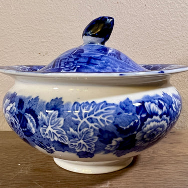 Suikerpot - Woods Ware - Enoch Woods - décor ENGLISH SCENERY uitgevoerd in blauw
