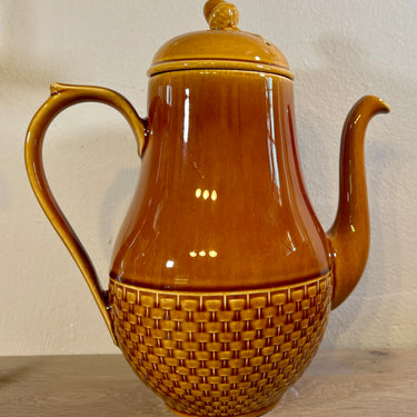 Kaffeekanne / Kaffeekrug - Royal Sphinx - in Hellbraun/Karamellfarbe mit Deckelknauf in Form einer Eichel