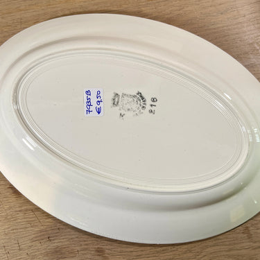 Schaal / Bord - ovaal, plat, model - St. Amand - décor 216 &nbsp;van klaprozen in blauw spuitdecor