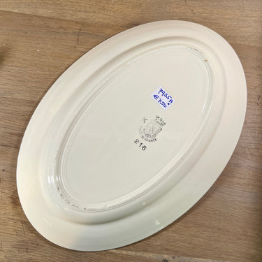 Schaal / Bord - ovaal, plat, model - St. Amand - décor 216 van klaprozen in blauw spuitdecor