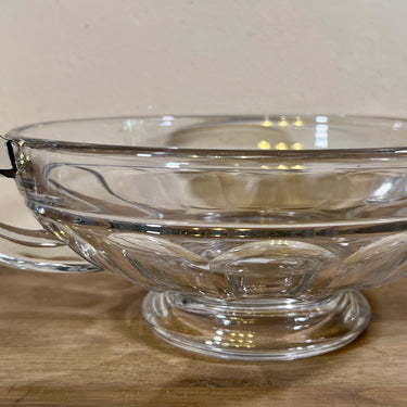 Fruit bowl / Bowl - round model with handles - transparent glass - marked Val Saint Lambert