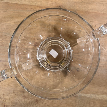 Fruit bowl / Bowl - round model with handles - transparent glass - marked Val Saint Lambert