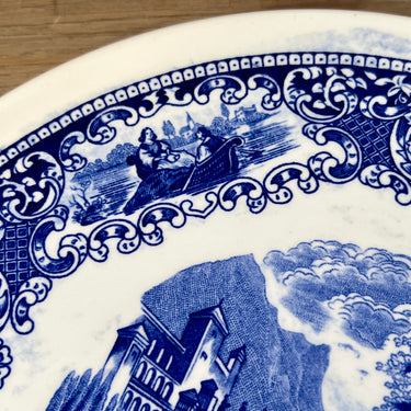 Kuchenplatte / Tortenplatte - Royal Sphinx P. Regout - Dekor CAMBRIDGE OLD ENGLAND blau