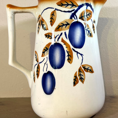Water jug / Milk jug - Nimy - spritz decor in brown with blue plums