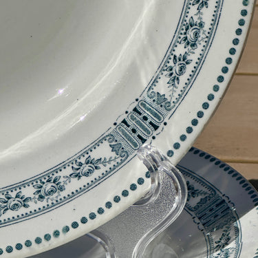 Deep plate / Soup plate / Pasta plate - Moulin des Loups Hamage Nord - decor PASTEUR in petrol