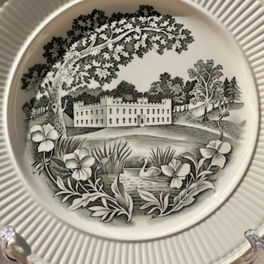 Dinner Plate / Dining Plate - Wedgwood - RURAL ENGLAND PRINTS - Great Barr Hall in grey with off-white