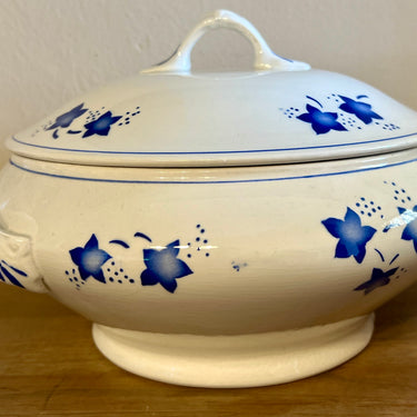 Gedeckte Schale / Terrine - Boch - MERCURE Dekor in blau mit Stern/Blatt