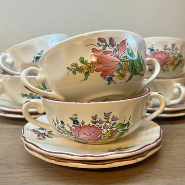 Soup bowl / Soup mug - KG. Luneville - OLD STRASBOURGH REVERBERÉ decor with colored flowers