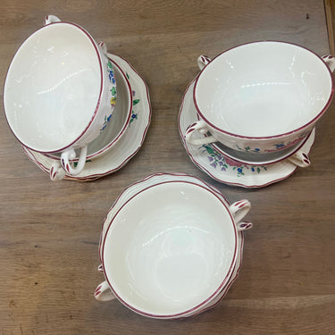 Soup bowl / Soup mug - KG. Luneville - OLD STRASBOURGH REVERBERÉ decor with colored flowers