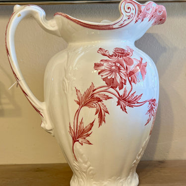 Ewer / Wasserkrug - Boch Frères - Modell SUZY (1936) - PRIMAVERA-Dekor in Rot