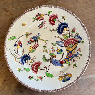 Bord / Dinerbord - ongemerkt maar Nimy - décor in meerdere kleuren met vogel, bloemen en insecten