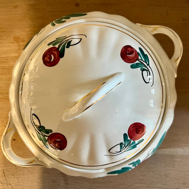 Terrine / Serving Dish - Nimy - model VATEL - decorated in a country floral pattern with gold-colored accents