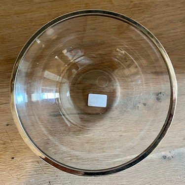 Nestschaal - gemerkt maar onleesbaar - uitgevoerd in vrij dik glas met een chrome omranding - middelgroot model