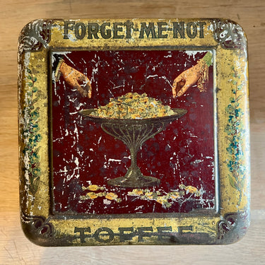 Vorratsdose / Werbedose - Hergestellt von der Forget-Me-Not Co. - Dekor mit Blumen auf dem Deckel