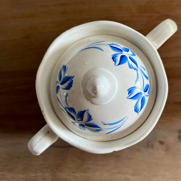Sugar bowl - Nimy - Mouzin Lecat - decorated with blue flowers