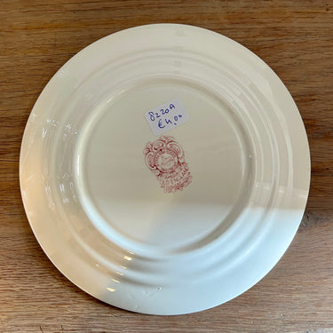 Frühstücksteller / Dessertteller - Royal Sphinx/P. Regout - Dekor OLD ENGLAND in Rot.