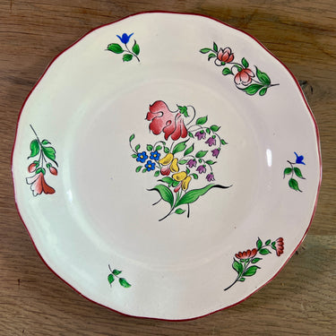 Cake plate / Dessert plate - K&amp;G Luneville - OLD STRASBOURG decor - REVERBÈRE with flowers in various colors