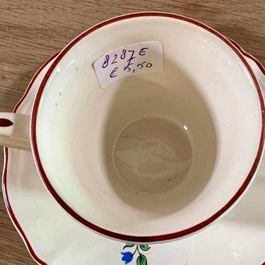 Cup and saucer - small model - K&amp;G Luneville - OLD STRASBOURG decor - REVERBÈRE with flowers in various colors