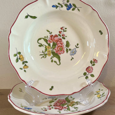 Deep plate / Soup plate / Pasta plate - St. Amand - decor VIEUX SAINT-AMAND OLD STRASBOURG with colored flowers