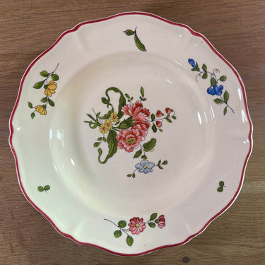 Diep bord / Soepbord / Pastabord - St. Amand - décor VIEUX SAINT-AMAND OLD STRASBOURG met gekleurde bloemen