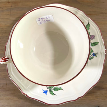 Cup and saucer - K&amp;G Luneville - OLD STRASBOURG decor - REVERBÈRE with flowers in various colors