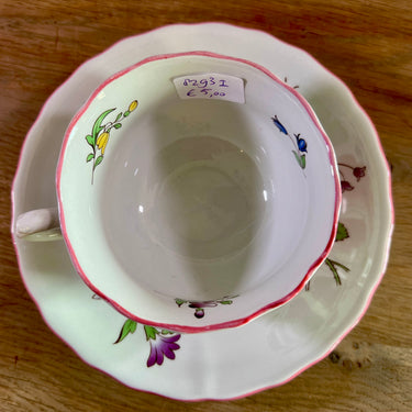 Cup and saucer - Spode England - MARLBOROUGH SPRAY decor with various colored flowers
