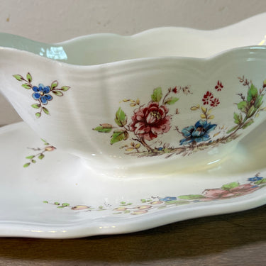 Soßenschüssel / Saucenschüssel - Sarreguemines - EDEN-Dekor mit bunten Blumen