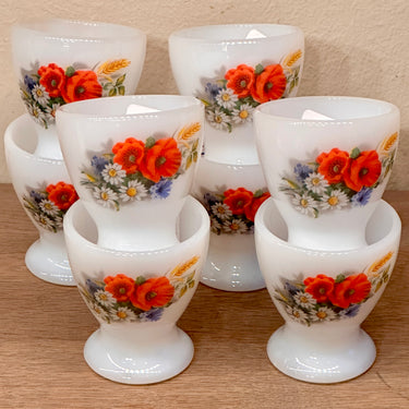 Egg cup - Arcopal - FLEUR DE CHAMPÊTRE model with poppy and daisies decoration