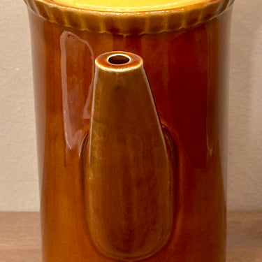 Kaffeekanne / Teekanne – Digoin Sarreguemines, Frankreich – braun mit gelbem Innenraum und Reliefrand